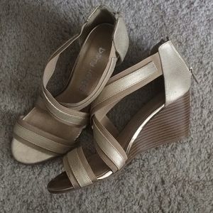 Gold and tan wedges